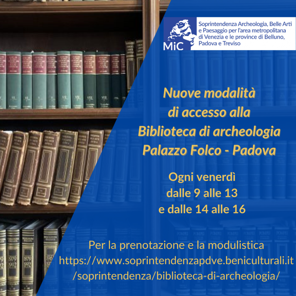 Nuove modalità di accesso alla Biblioteca di archeologia a Palazzo Folco, sede della Soprintendenza a Padova
