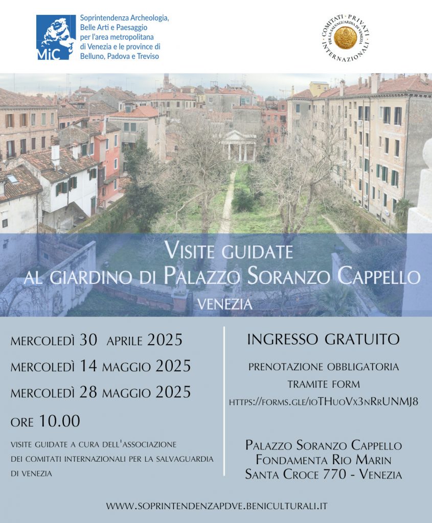 Visite guidate al giardino di Palazzo Soranzo Cappello a Venezia nei mesi di aprile e maggio