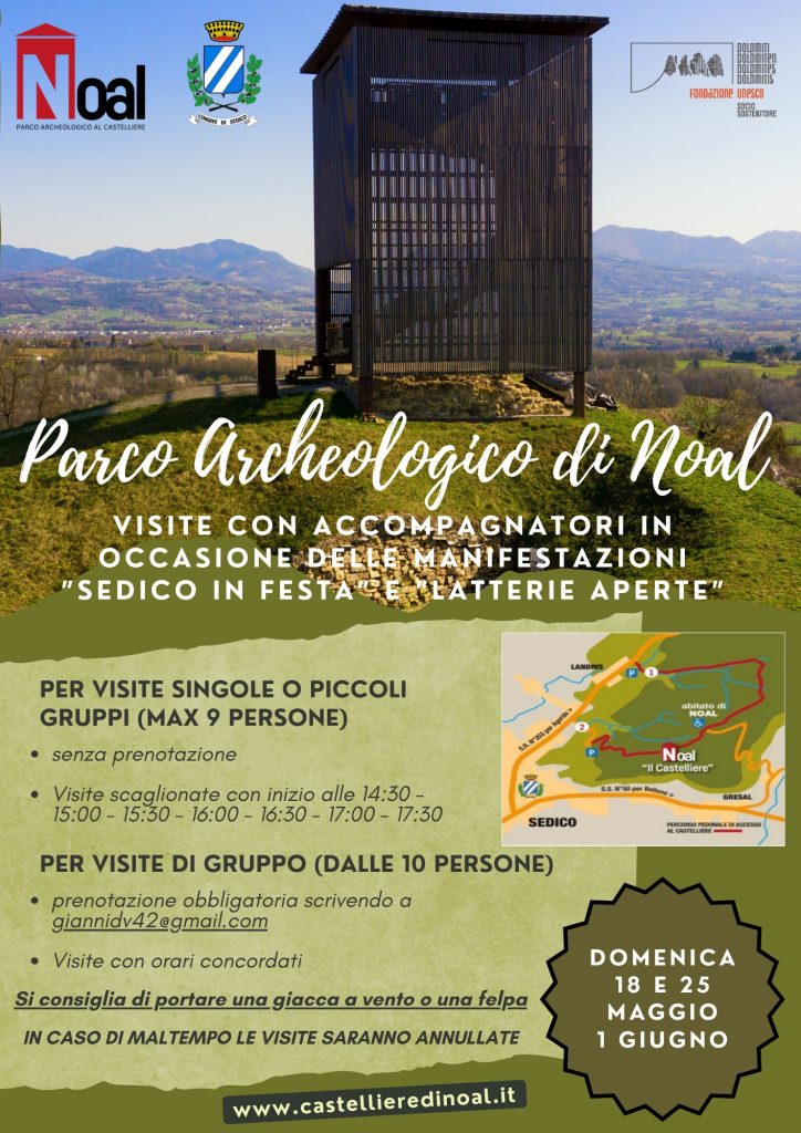Visite gratuite al parco archeologico del Castelliere di Noal a Sedico (Bl): domenica 18 e 25 maggio e 1 giugno