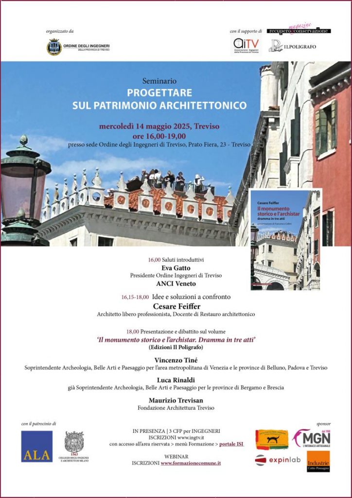 Mercoledì 14 maggio, Ordine degli Ingegneri di Treviso | Seminario: Progettare sul patrimonio architettonico