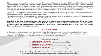 Associazione Dimore Storiche Italiane | VII Premio tesi di laurea sui beni vincolati privati