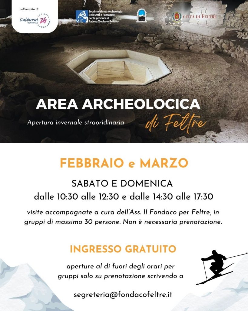 Feltre svela i suoi tesori: l’area archeologica apre gratuitamente in occasione delle Olimpiadi Invernali