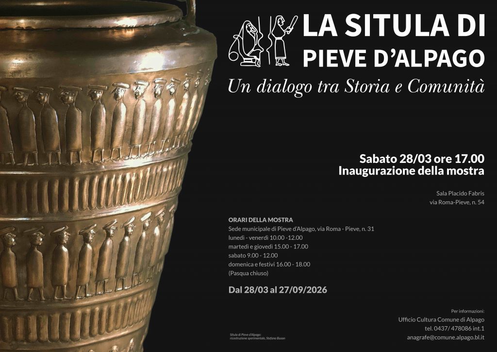 Si inaugura la mostra temporanea: “La Situla di Pieve d’Alpago: un dialogo tra Storia e Comunità”, promossa da Comune di Alpago e Biblioteca Civica di Pieve d’Alpago, in collaborazione con la Soprintendenza