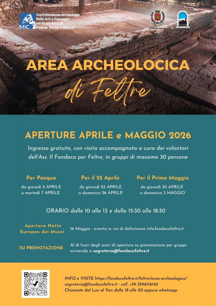 Area archeologica di Piazza Duomo a Feltre: apertura al pubblico e visite accompagnate nel mese di aprile e 1° maggio