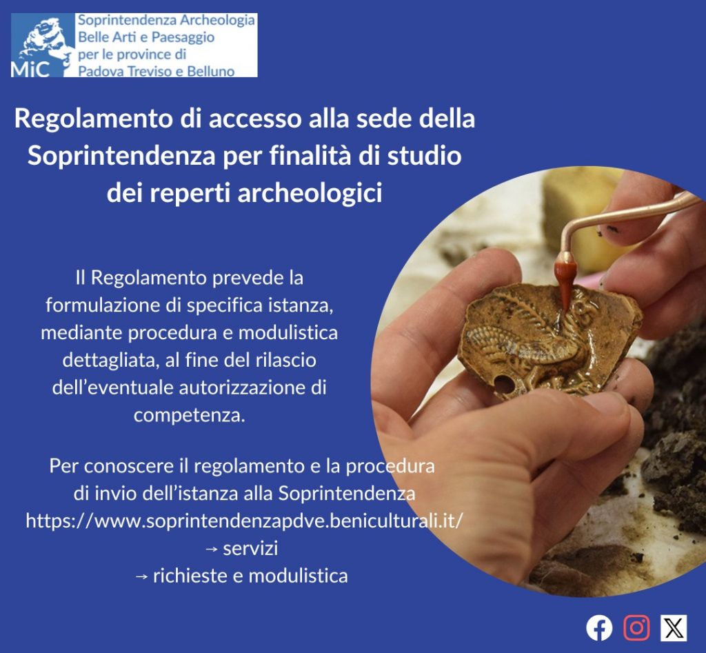 Regolamento di accesso alla sede della Soprintendenza per finalità di studio dei reperti archeologici
