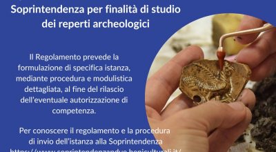 Regolamento di accesso alla sede della Soprintendenza per finalità di studio dei reperti archeologici