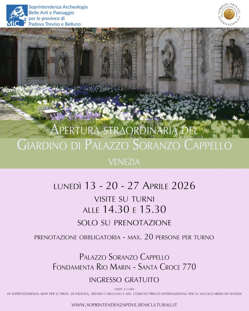 Visite guidate al giardino di Palazzo Soranzo Cappello a Venezia nel mese di aprile