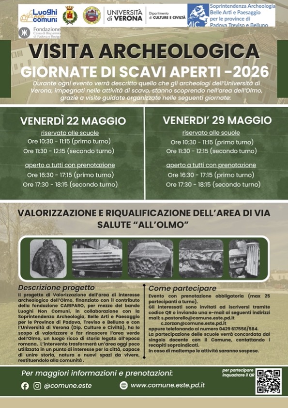 Este (Pd)| Visita archeologica nelle giornate di scavi aperti nell’area di Via Salute “all’Olmo”