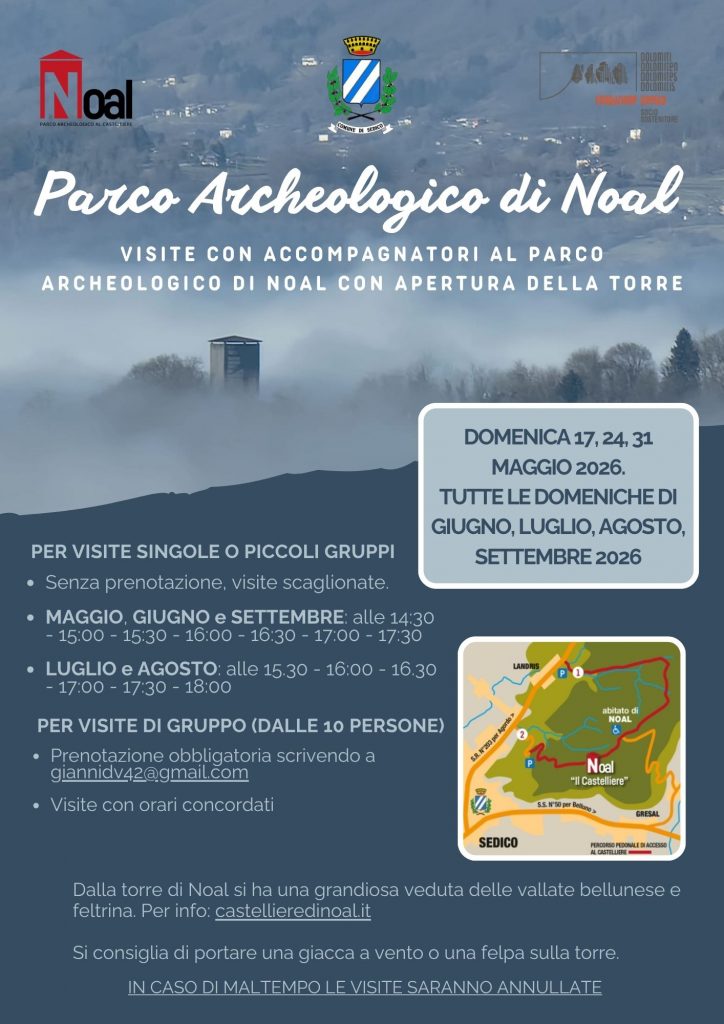 Visite gratuite al parco archeologico del Castelliere di Noal a Sedico (Bl): tutte le domeniche dal 17 maggio al 27 settembre