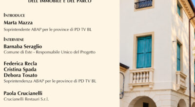 Padova | Giovedì 29 ottobre in Soprintendenza l’appuntamento è con “La storia e il recupero di Palazzo Contarini alla Restara a Este: gli interventi di restauro e riqualificazione dell’immobile e del parco”